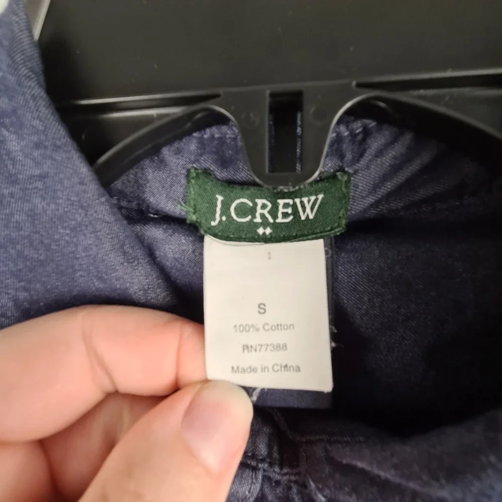 J Crew Women's Chambray Denim Roll Tab Sleeve Shift Shirt Belt Dress‎ Small Blue - Picture 2 of 8